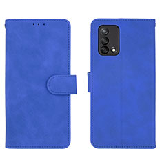 Funda de Cuero Cartera con Soporte Carcasa L01Z para Oppo A74 4G Azul