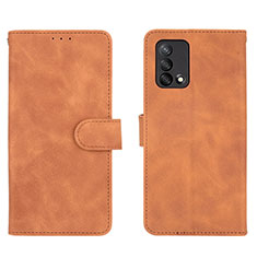 Funda de Cuero Cartera con Soporte Carcasa L01Z para Oppo F19 Marron