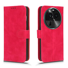 Funda de Cuero Cartera con Soporte Carcasa L01Z para Oppo Find X6 Pro 5G Rosa Roja