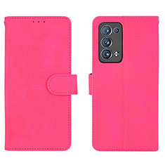 Funda de Cuero Cartera con Soporte Carcasa L01Z para Oppo Reno6 Pro+ Plus 5G Rosa Roja