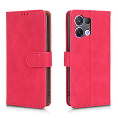 Funda de Cuero Cartera con Soporte Carcasa L01Z para Oppo Reno9 5G Rosa Roja