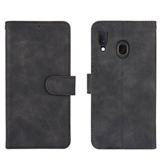 Funda de Cuero Cartera con Soporte Carcasa L01Z para Samsung Galaxy A20 Negro