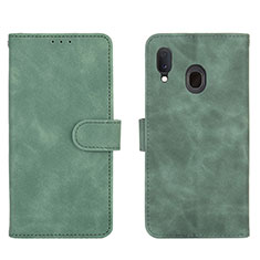 Funda de Cuero Cartera con Soporte Carcasa L01Z para Samsung Galaxy A20 Verde