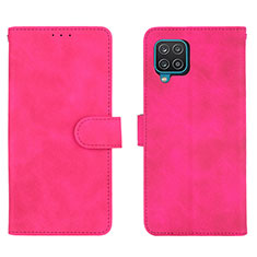 Funda de Cuero Cartera con Soporte Carcasa L01Z para Samsung Galaxy F12 Rosa Roja