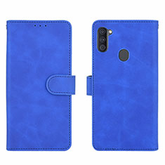 Funda de Cuero Cartera con Soporte Carcasa L01Z para Samsung Galaxy M11 Azul