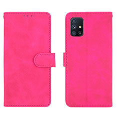 Funda de Cuero Cartera con Soporte Carcasa L01Z para Samsung Galaxy M51 Rosa Roja