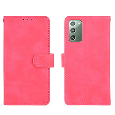 Funda de Cuero Cartera con Soporte Carcasa L01Z para Samsung Galaxy Note 20 5G Rosa Roja