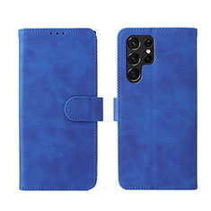 Funda de Cuero Cartera con Soporte Carcasa L01Z para Samsung Galaxy S21 Ultra 5G Azul