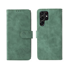 Funda de Cuero Cartera con Soporte Carcasa L01Z para Samsung Galaxy S21 Ultra 5G Verde