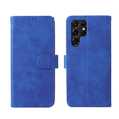 Funda de Cuero Cartera con Soporte Carcasa L01Z para Samsung Galaxy S22 Ultra 5G Azul