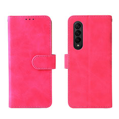 Funda de Cuero Cartera con Soporte Carcasa L01Z para Samsung Galaxy Z Fold4 5G Rosa Roja
