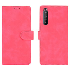 Funda de Cuero Cartera con Soporte Carcasa L01Z para Sony Xperia 1 II Rosa Roja