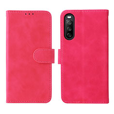Funda de Cuero Cartera con Soporte Carcasa L01Z para Sony Xperia 10 IV Rosa Roja