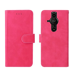 Funda de Cuero Cartera con Soporte Carcasa L01Z para Sony Xperia PRO-I Rosa Roja