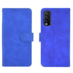 Funda de Cuero Cartera con Soporte Carcasa L01Z para Vivo Y20s Azul