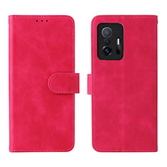 Funda de Cuero Cartera con Soporte Carcasa L01Z para Xiaomi Mi 11T Pro 5G Rosa Roja