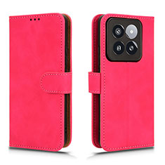 Funda de Cuero Cartera con Soporte Carcasa L01Z para Xiaomi Mi 14 5G Rosa Roja