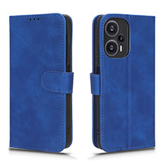 Funda de Cuero Cartera con Soporte Carcasa L01Z para Xiaomi Poco F5 5G Azul