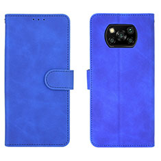 Funda de Cuero Cartera con Soporte Carcasa L01Z para Xiaomi Poco X3 Pro Azul