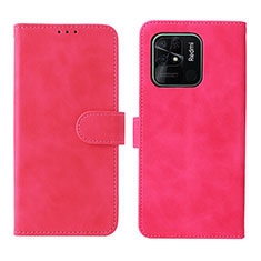Funda de Cuero Cartera con Soporte Carcasa L01Z para Xiaomi Redmi 10C 4G Rosa Roja