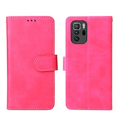 Funda de Cuero Cartera con Soporte Carcasa L01Z para Xiaomi Redmi Note 10 Pro 5G Rosa Roja
