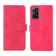 Funda de Cuero Cartera con Soporte Carcasa L01Z para Xiaomi Redmi Note 11 Pro 4G Rosa Roja