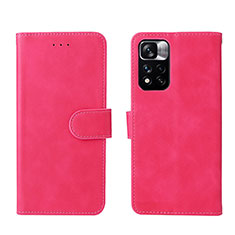 Funda de Cuero Cartera con Soporte Carcasa L01Z para Xiaomi Redmi Note 11S 5G Rosa Roja