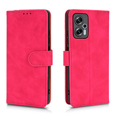 Funda de Cuero Cartera con Soporte Carcasa L01Z para Xiaomi Redmi Note 11T Pro 5G Rosa Roja