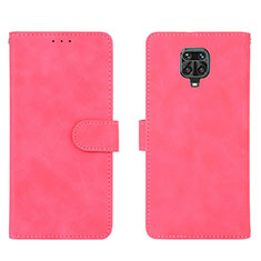 Funda de Cuero Cartera con Soporte Carcasa L01Z para Xiaomi Redmi Note 9 Pro Rosa Roja