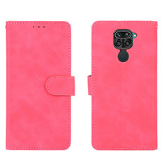 Funda de Cuero Cartera con Soporte Carcasa L01Z para Xiaomi Redmi Note 9 Rosa Roja
