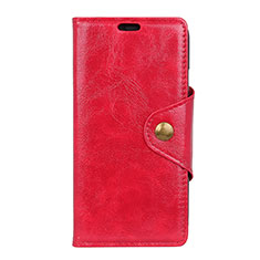 Funda de Cuero Cartera con Soporte Carcasa L02 para Alcatel 1 Rojo