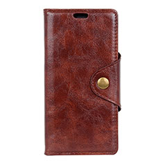 Funda de Cuero Cartera con Soporte Carcasa L02 para Alcatel 3 Marron