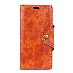 Funda de Cuero Cartera con Soporte Carcasa L02 para Alcatel 3 Naranja