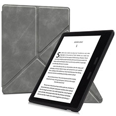 Funda de Cuero Cartera con Soporte Carcasa L02 para Amazon Kindle Oasis 7 inch Gris