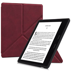 Funda de Cuero Cartera con Soporte Carcasa L02 para Amazon Kindle Oasis 7 inch Rojo Rosa