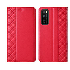 Funda de Cuero Cartera con Soporte Carcasa L02 para Huawei Enjoy 20 Pro 5G Rojo