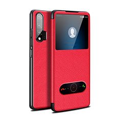 Funda de Cuero Cartera con Soporte Carcasa L02 para Huawei Nova 6 Rojo