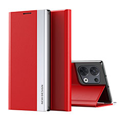 Funda de Cuero Cartera con Soporte Carcasa L02 para Oppo Reno8 5G Rojo