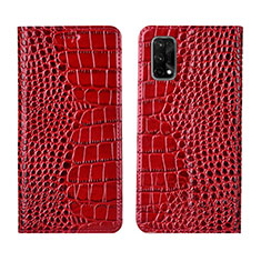 Funda de Cuero Cartera con Soporte Carcasa L02 para Realme X7 5G Rojo