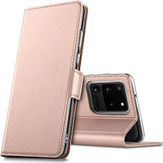 Funda de Cuero Cartera con Soporte Carcasa L02 para Samsung Galaxy S20 Ultra Oro Rosa
