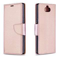 Funda de Cuero Cartera con Soporte Carcasa L02 para Sony Xperia 10 Oro Rosa