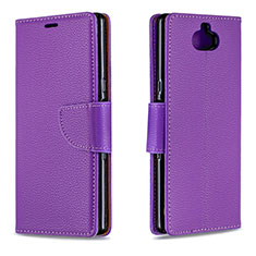 Funda de Cuero Cartera con Soporte Carcasa L02 para Sony Xperia 10 Plus Morado