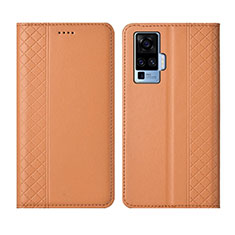 Funda de Cuero Cartera con Soporte Carcasa L02 para Vivo X50 Pro 5G Naranja