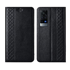 Funda de Cuero Cartera con Soporte Carcasa L02 para Vivo X60 Pro 5G Negro