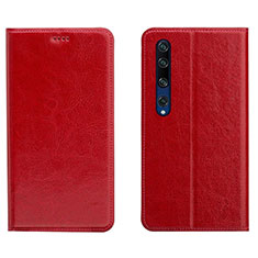 Funda de Cuero Cartera con Soporte Carcasa L02 para Xiaomi Mi 10 Rojo