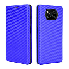 Funda de Cuero Cartera con Soporte Carcasa L02 para Xiaomi Poco X3 Azul