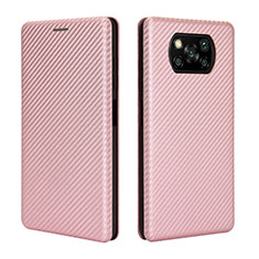 Funda de Cuero Cartera con Soporte Carcasa L02 para Xiaomi Poco X3 Pro Oro Rosa