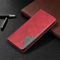 Funda de Cuero Cartera con Soporte Carcasa L02 para Xiaomi Redmi 9 India Rojo