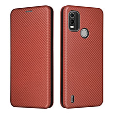 Funda de Cuero Cartera con Soporte Carcasa L02Z para Nokia C21 Plus Marron