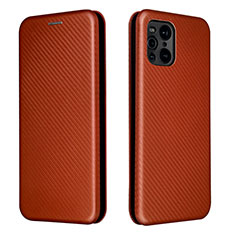 Funda de Cuero Cartera con Soporte Carcasa L02Z para Oppo Find X3 Pro 5G Marron